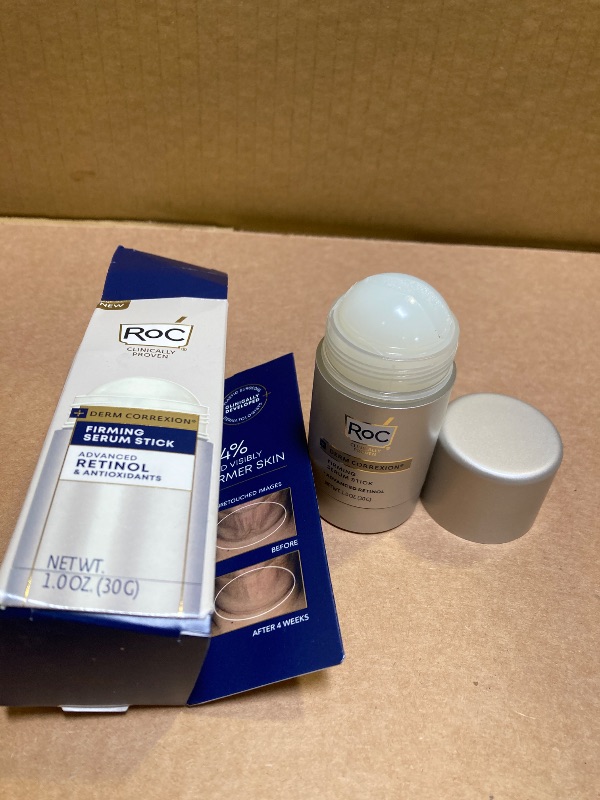 Photo 1 of RoC Derm Correxion Advanced Retinol Firming Serum Stick with Antioxidants to Visibly Tighten and Firm Wrinkles and Laugh Lines, 1.0 oz with Retinol Eye Cream Packette
