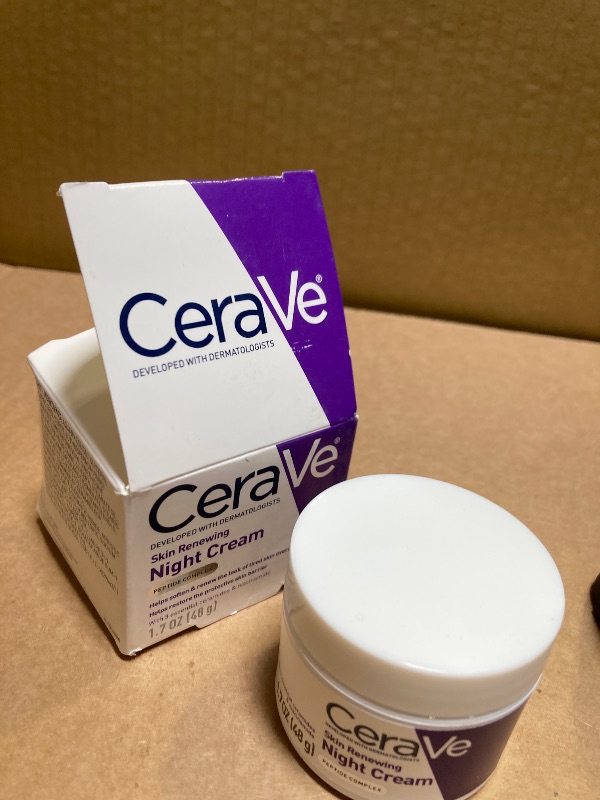 Photo 1 of CeraVe Skin Renewing Night Cream, Niacinamide, Peptide Complex, and Hyaluronic Acid Moisturizer for Face, 1.7 Ounce