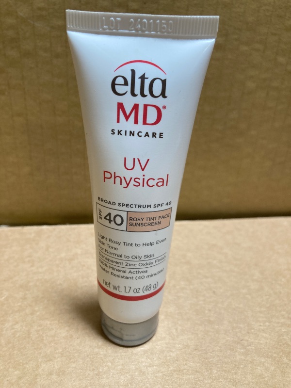 Photo 1 of EltaMD UV Physical Rosy Tint Sunscreen for Face, SPF 40 Antixoidant Tinted Sunscreen, 100% Mineral Actives, 1.7 oz