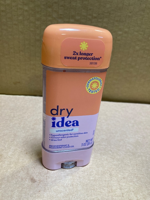 Photo 1 of Dry Idea Gel Deodorant & Antiperspirant | 2X Longer Sweat Protection | 72-Hour Odor Protection | Unscented & Hypoallergenic for Sensitive Skin, 3 oz.