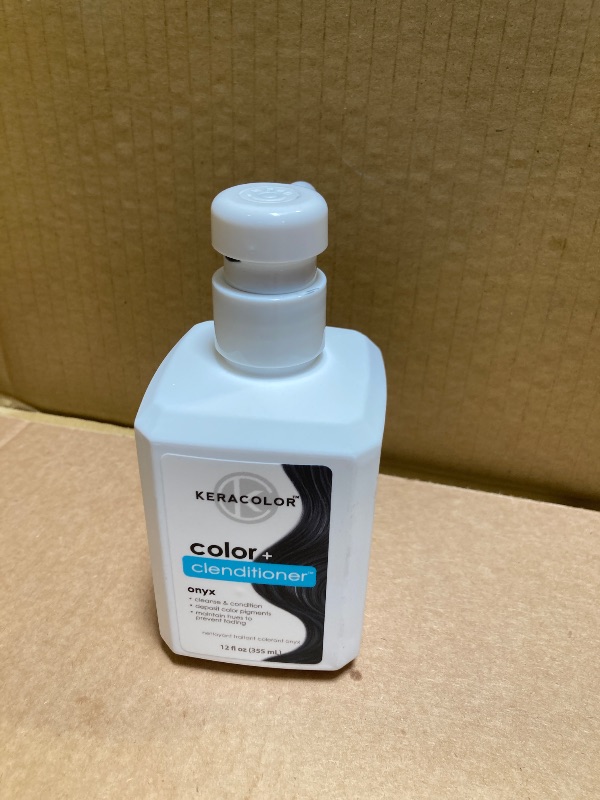 Photo 1 of Keracolor Color + Clenditioner 3-in-1 Color-Depositing Conditioner, Gently Cleanses & Conditions, Semi-Permanent Onyx Hair Color, 12 Fl Oz