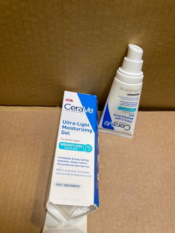 Photo 1 of CeraVe Ultra-Light Moisturizing Gel, Hydrating Gel Face Moisturizer with Ceramides, Niacinamide, Hyaluronic Acid, Fragrance Free, Oil-Free, Weightless Mattifying Moisturizer, 1.75 FL Oz