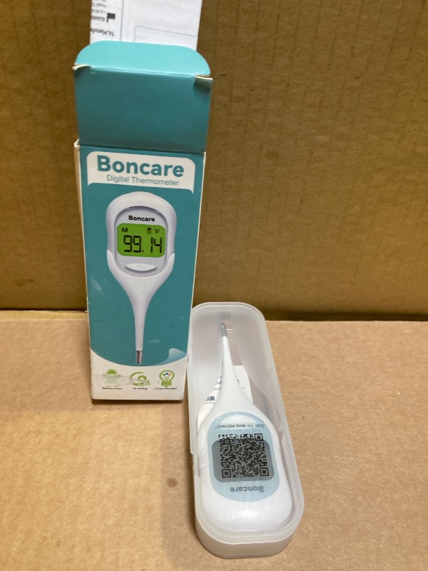 Photo 1 of Boncare 9 Seconds Basal Body Thermometer for Ovulation, Oral Thermometer for Adults and Kids - Accurate Rectal Thermometer for Baby, with Fever Alarm and Large Display, FSA HSA Eligible (Rice-White)