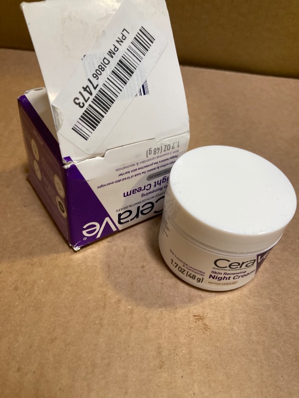 Photo 1 of CeraVe Skin Renewing Night Cream, Niacinamide, Peptide Complex, and Hyaluronic Acid Moisturizer for Face, 1.7 Ounce, Packaging may Vary