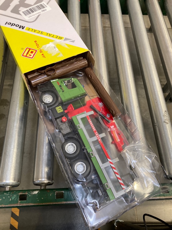 Photo 1 of HAPYAD Timber Logging Truck Toy Metal Cab, Friction Powered Log Truck with Fully Functioning Loading Crane and 3 Loadable Trunks, Construction Playset for Boys Kids, 11.2"