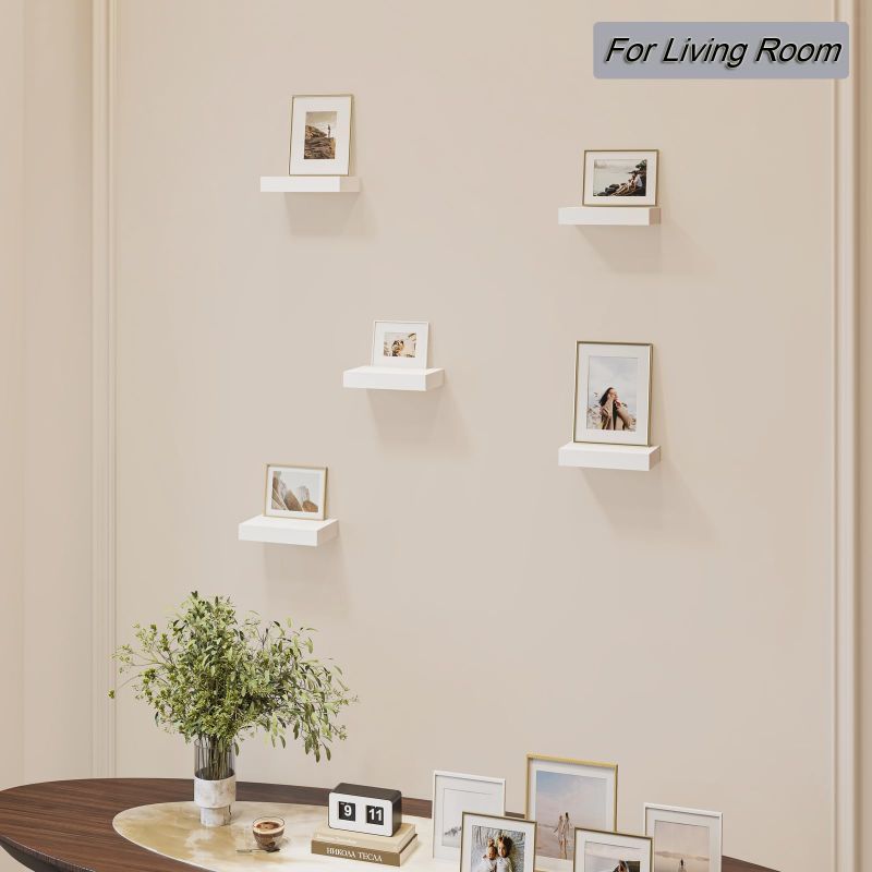 Photo 1 of  HAO Small Floating Shelf 4 inch Wall Mounted Mini Hanging Display Shelves for Living Room Bedroom Bathroom Set of 6 White 