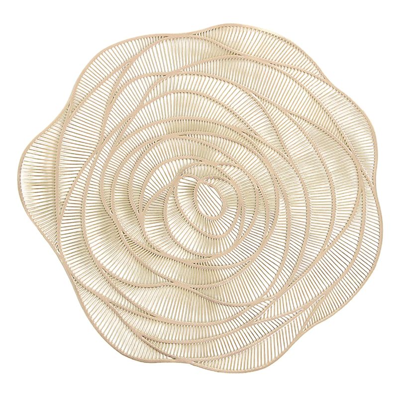 Photo 1 of Washranp Round Rose Design Placemats,Plastic Non-Slip Heat-Proof Insulation Coaster Pad for Wedding Table Decor
