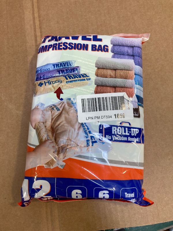 Photo 1 of HIBAG 12 Compression Bags for Travel, Vacuum Packing Space Saver Zipper Bags for Cruise Accessories (12-Travel)
