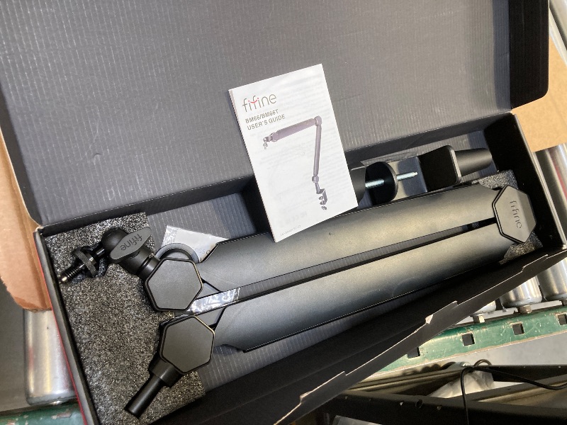 Photo 1 of FIFINE Mic Boom Arm, Microphone Stand with Cable Management Channel, Fully Adjustable, Heavy Duty Metal Mic Stand with Desk Mount Clamp for Podcast Recording Home Office-BM66