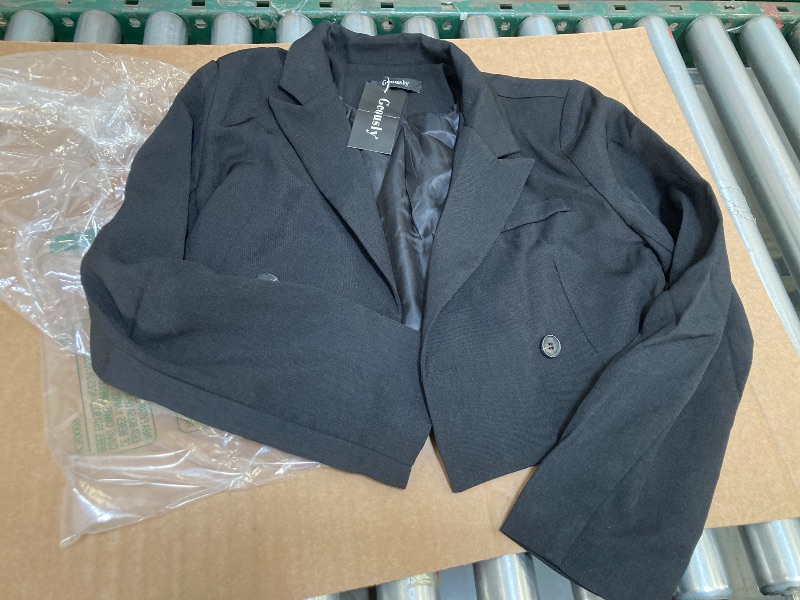 Photo 1 of "GEOUSLY" WOMENS CROP SUIT JACKET BLACK, SIZE S