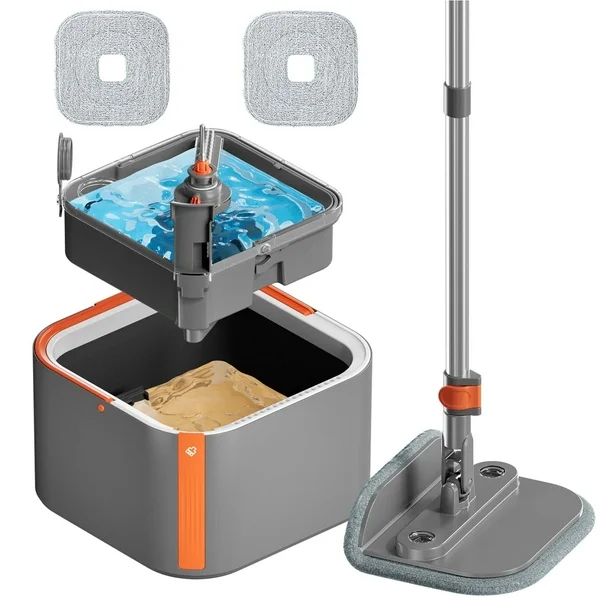 Photo 1 of Gray Upgrade Spin Mop and Bucket with Detachable inner bucket, With Dirty & Clean Water Separating Systerms, for Home, Kitchen, Bathroom, Bedroom, and Office