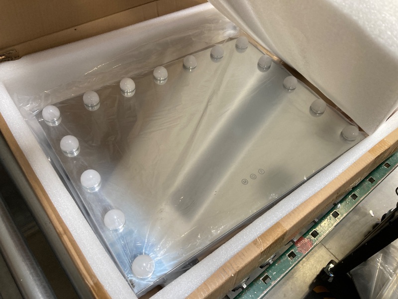 Photo 1 of Kottova Vanity Mirror with Lights,27.6 x21.6'' Large Makeup Mirror, 3 Color Modes,Touch Control, USB Charger Port, Hollywood Lighted Mirror with 18 Dimmable LED,Metal Frame,Plug in