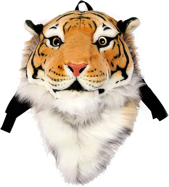 Photo 1 of 3D Animal Head Backpack Bag Backpack tiger/Lion/leopard/black bear Head Backpack Bag Knapsack and Wall Mount (tiger yellow)
