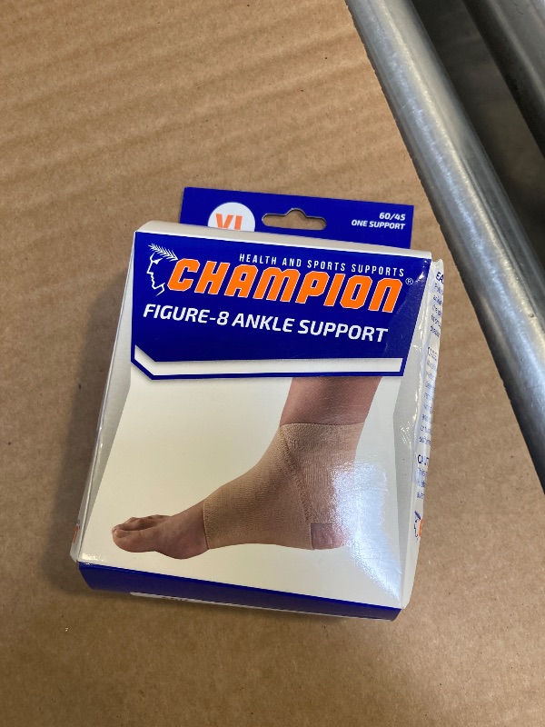 Photo 1 of Champion Figure-8 Ankle Support, Light Elastic Compression Brace, Muscle Joint Recovery, Beige, 2X-Large
