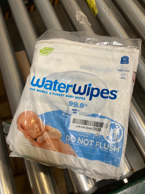 Photo 1 of WaterWipes Plastic-Free Original Baby Wipes, 99.9% Water Based Wipes, Unscented & Hypoallergenic for Sensitive Skin, 300 Count (5 packs)