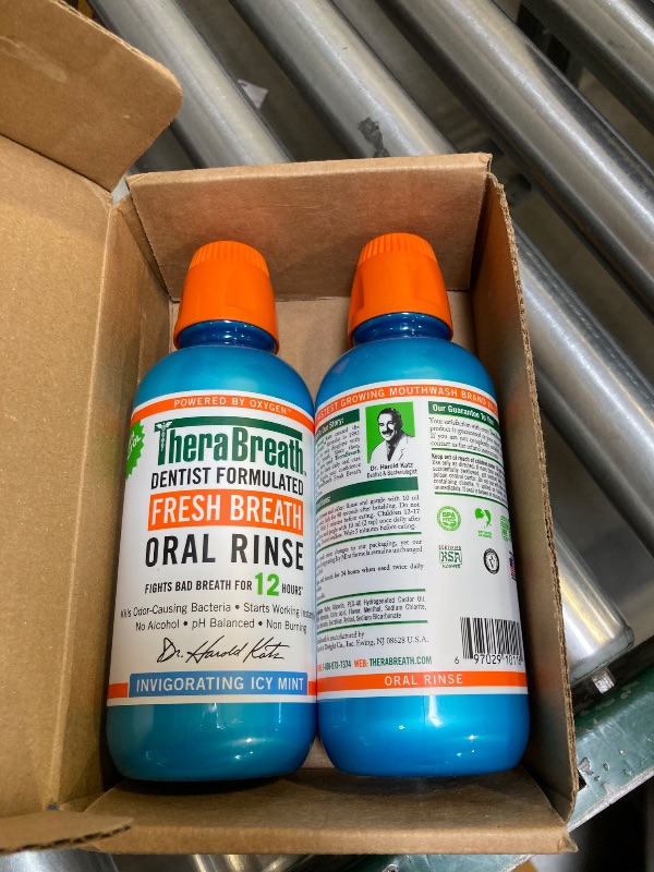 Photo 1 of TheraBreath Fresh Breath Mouthwash, Icy Mint Flavor, Alcohol-Free, 16 Fl Oz (Pack of 2)