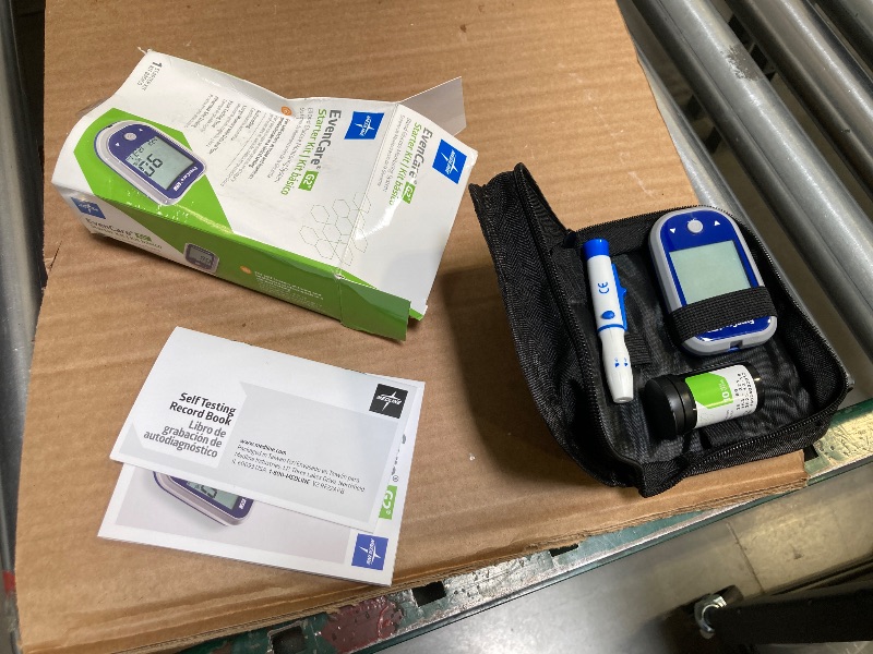 Photo 1 of Medline EvenCare G2 Blood Glucose Monitor Starter Kit, Diabetic Care, 6 Sec Results, General Purpose Lancing Device & Lancets, Test Strips, Batteries, Guide, Carrying Case, Logbook, Voice Guidance