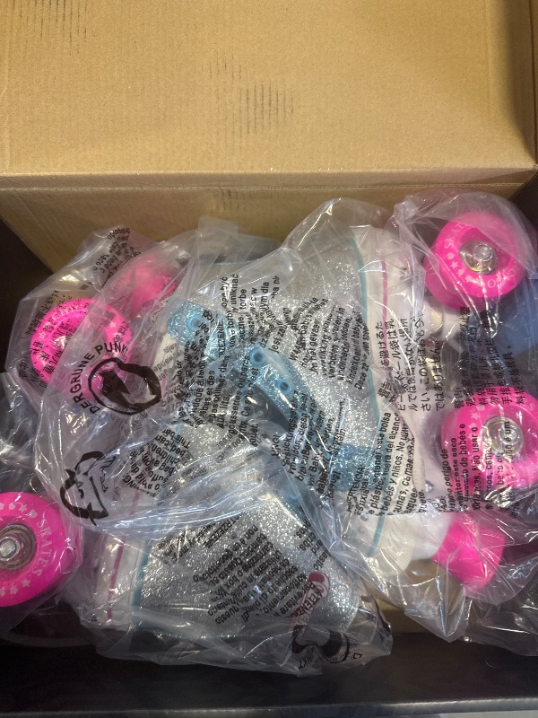 Photo 1 of Chicago Skates Girls Fashion Quad Skates with Flashing Lights - Glitter Silver/Teal/Pink Size 12