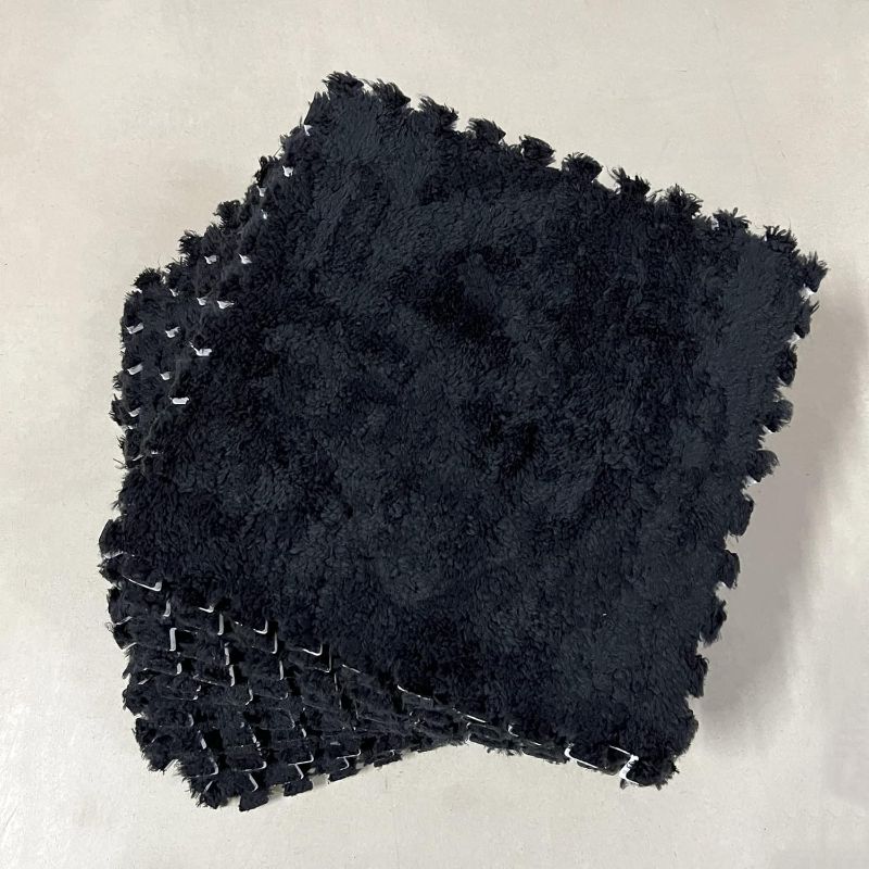 Photo 1 of Interlocking Carpet Shaggy Soft EVA Foam Mats Fluffy Area Rugs Protective Floor Tiles Exercise Play Mat for Children Kids Room Home Parlor Bedroom