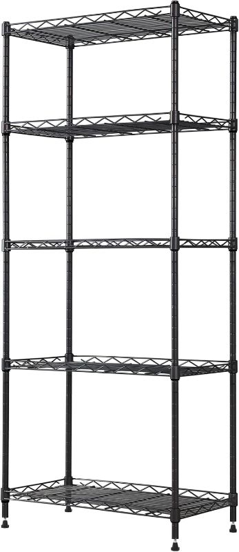 Photo 1 of REGILLER 5-Wire Shelving Metal Storage Rack Adjustable Shelves,Standing Storage Shelf Units for Laundry Bathroom Kitchen Pantry Closet(Black,11.8" D x 21.2" W x 53.5" H)
