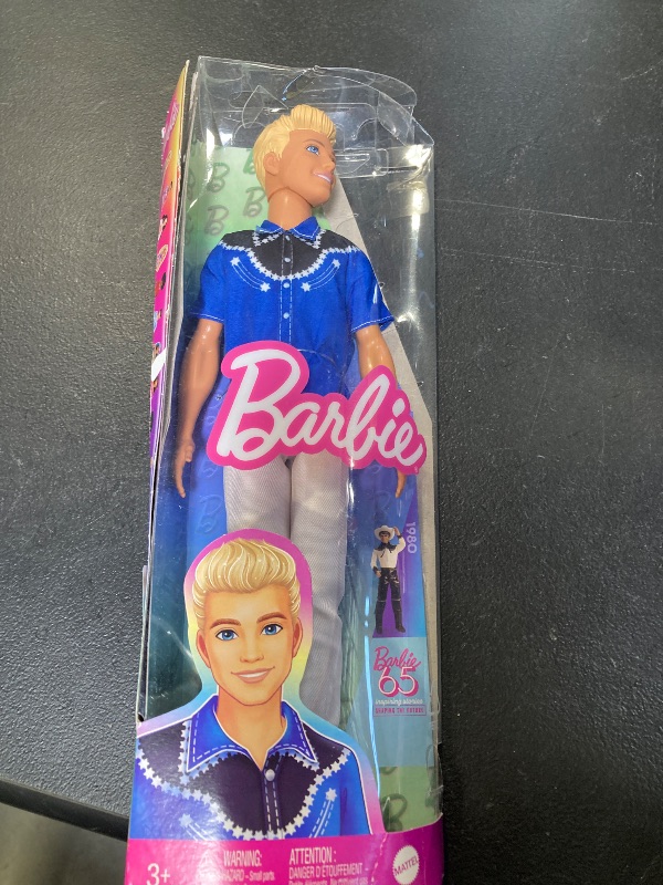 Photo 1 of Barbie Fashionistas Ken Doll #226 Wearing a Removable Western Shirt, Pants & Boots, Blonde Fashion Doll, 65th Anniversary Collectible