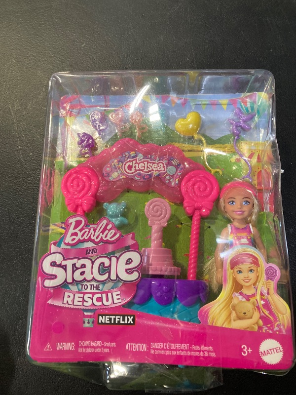 Photo 1 of Barbie Chelsea Doll & Lollipop Stand Playset with Accessories, 10-Piece Toy Set from and Stacie to The Rescue Movie