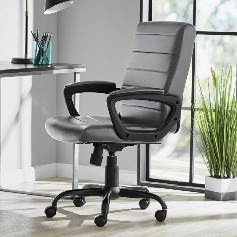 Photo 1 of Mainstays Bonded Leather Mid-Back Manager's Office Chair, Gray
