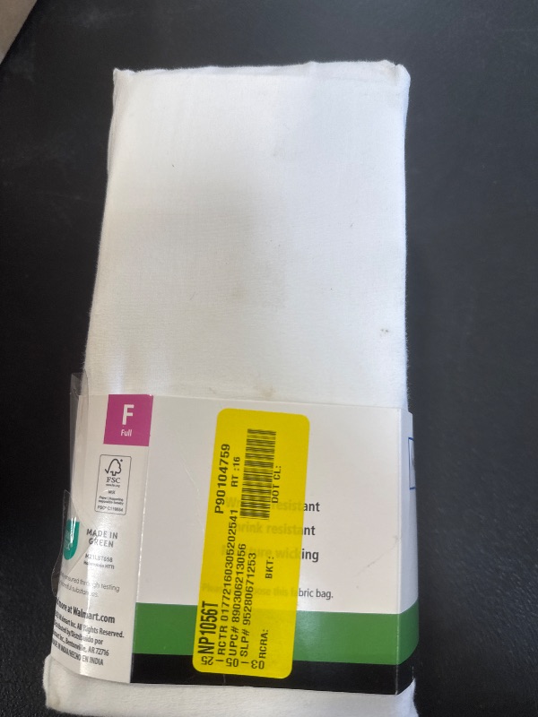 Photo 1 of Mainstays 300 Thread Count White Cotton Blend Percale Fitted Bed Sheet Full
