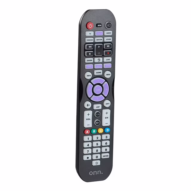 Photo 1 of Onn. Universal 6-Device Remote Black Compatible for TV DVD Streaming Audio Soundbar