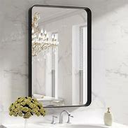 Photo 1 of Black metal framed bathroom mirror for wall 24"x28" rounded rectangle mirror