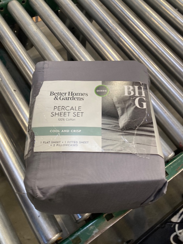 Photo 1 of Better Homes & Gardens Cool & Crisp 4-Piece Gray Flannel Cotton Percale Sheet Set Queen
