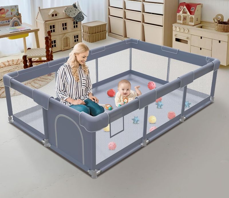 Photo 1 of Baby Playpen 74x50 Inch, Playpen for Babies and Toddlers, Baby Play Pen Pin Indoor Outdoor Baby Play Fence
