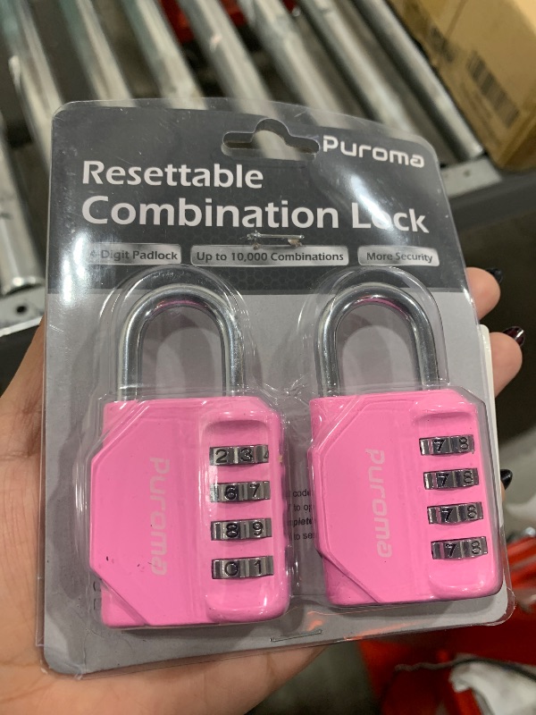Photo 1 of Puroma 2 Pack Combination Lock for Locker 4 Digit Outdoor Waterproof Padlock for School, Gym, Sports, Fence, Toolbox, Gate, Case, Outdoor, Hasp Storage (Pink)
