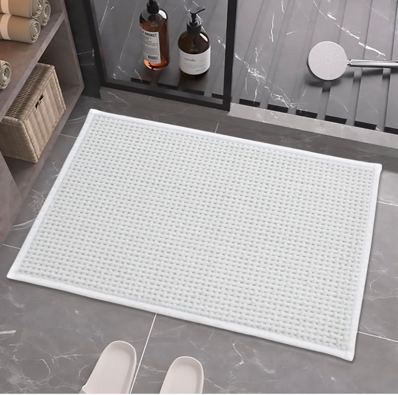 Photo 1 of YCT Non-Slip Bath Mat?Chenille Rubber Bathroom Rug?Super Absorbent Bath Mats for Bathroom?16"x24" Thin Bathroom Mat for Under Door?Quick Dry Bath Rugs for Bathroom Floor? White