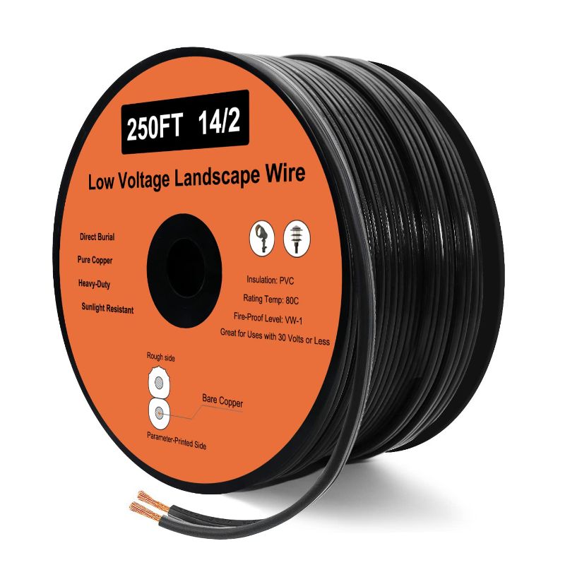 Photo 1 of 14/2 Low Voltage Landscape Wire, 14 Gauge Wire 2 Conductor 250 Feet, Low Voltage Wire, Outdoor Direct Burial Electrical Wire, Copper Wire