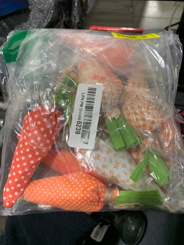 Photo 1 of 12 Pieces Easter Stuffed Fabric Bunnies Egg Carrot Rustic Farmhouse Decor Stuffed Bunny Rabbit Egg Carrot Vase Fillers for Easter Home Wedding Farmhouse Basket Bowl Fillers Tiered Trays (Carrots)