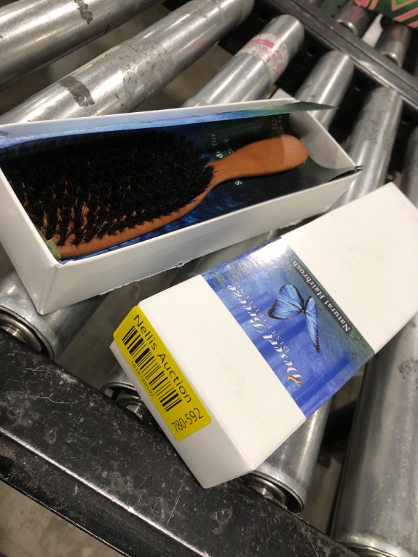 Photo 1 of 100% Pure Calcutta Boar Bristle Hairbrush for Natural Healthy Hair, Stiff Bristle, Made in Germany's Black Forest