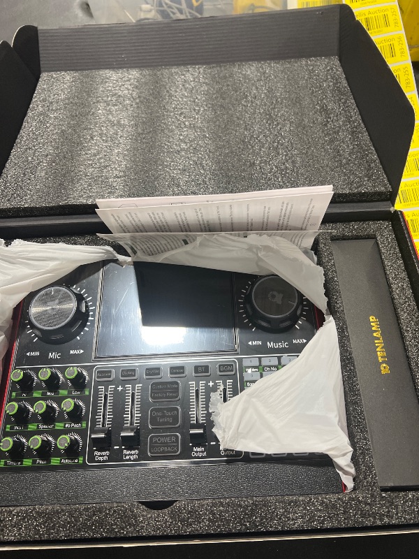 Photo 1 of Audio Mixer, Sound Board for Pc/Phone Live Streaming Singing Gaming, Sound Mixer for 3.5mm/Xlr Dynamic/48V Microphone, Live Sound Card with DJ Mixer Effects & Voice Changer, Denoise, One Click Mute