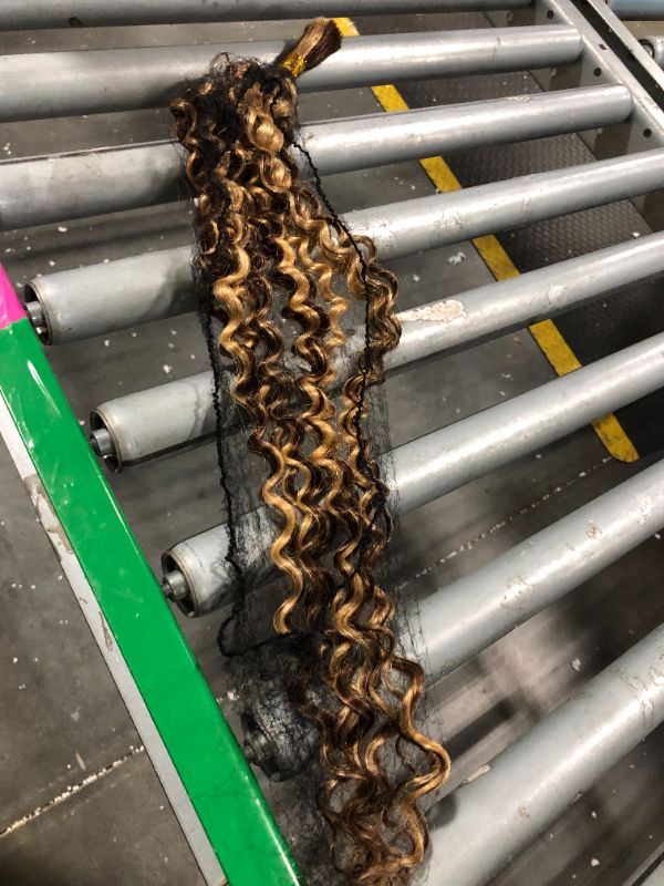 Photo 1 of 30 Inch Human Braiding Hair for Boho Braids 100G Water Wave Bulk Human Hair for Braiding No Weft Ombre Honey Blonde to Natural Black Brazilian Virgin Curly Braiding Hair Extensions for Micro Braids