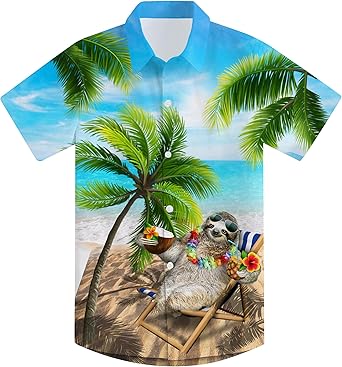 Photo 1 of  Boys Novelty Hawaiian Short Sleeve Button Down Dress Shirt SIZE 4/5T
