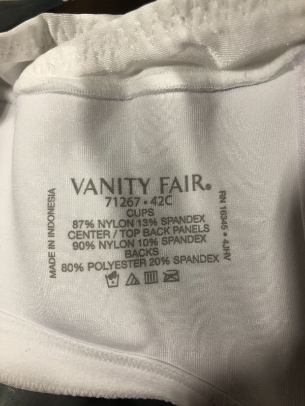Photo 1 of ***SIZE 42C*** Vanity Fair Women's Full Figure Wireless Bra, Extended Side & Back Smoothing, Lightly Lined Cups up to DDD, White