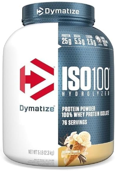 Photo 1 of ***EXPIRES 05/2026***Dymatize ISO 100 Whey Protein Powder with 25g of Hydrolyzed 100% Whey Isolate, Vanilla 1.6 Pound, Package may vary,