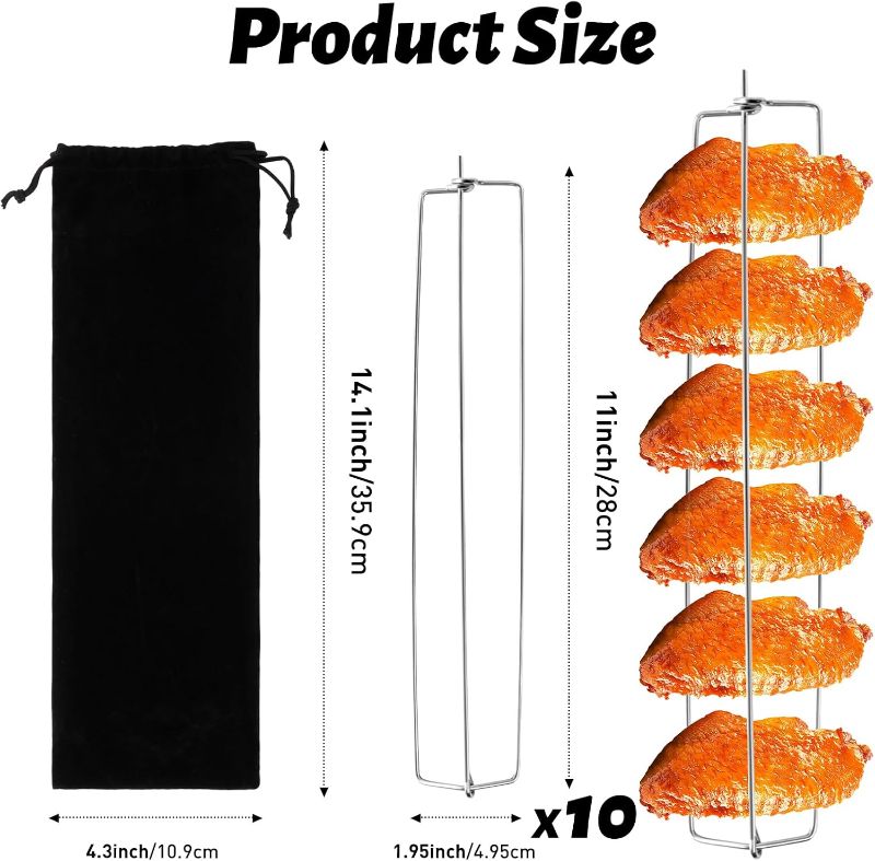 Photo 1 of 6 Pack Wing Rails for Grilling Chicken Wings, Stainless Steel Chicken Wing BBQ Fork, U-shaped Wing Racks with Storage Bag, BBQ Grilling Tool Set for Barbecue for Christmas Thanksgiving Home Party
