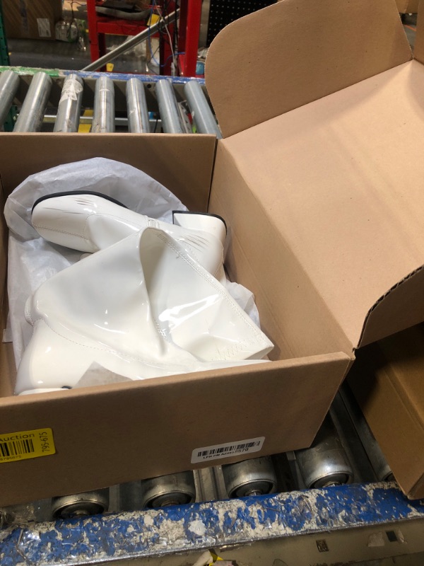 Photo 1 of GOGO Boots for Women, Knee High Boots, Low Block Heel Zipper Boots Ladies Party Dance Shoes White 36 - US 6