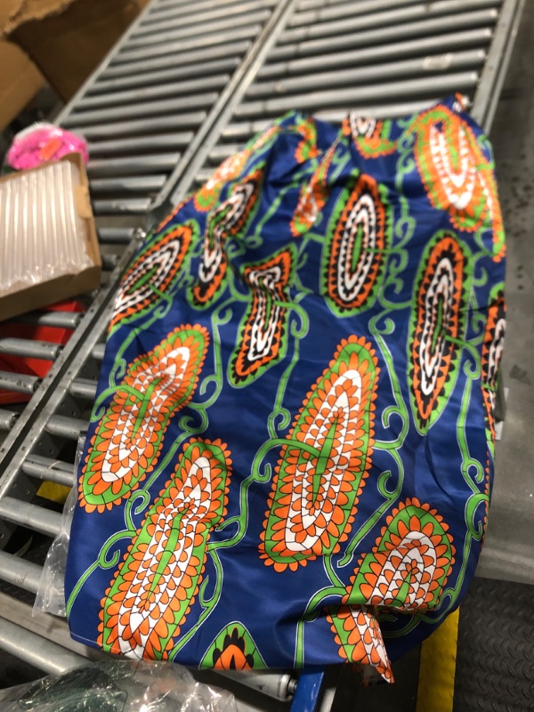 Photo 1 of Afibi Womens African Print Skirt Boho Flare Pleated Midi Skirt with Pockets (XXL)