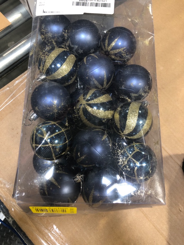 Photo 1 of 30 Pcs Christmas Ball Ornaments Set, 2.36'' Blue and Gold Hand-Painted Ornament Bulk for Christmas Tree, Shatterproof Xmas Tree Decorations for Holiday Party, Wreath, Garland, Winter Holiday