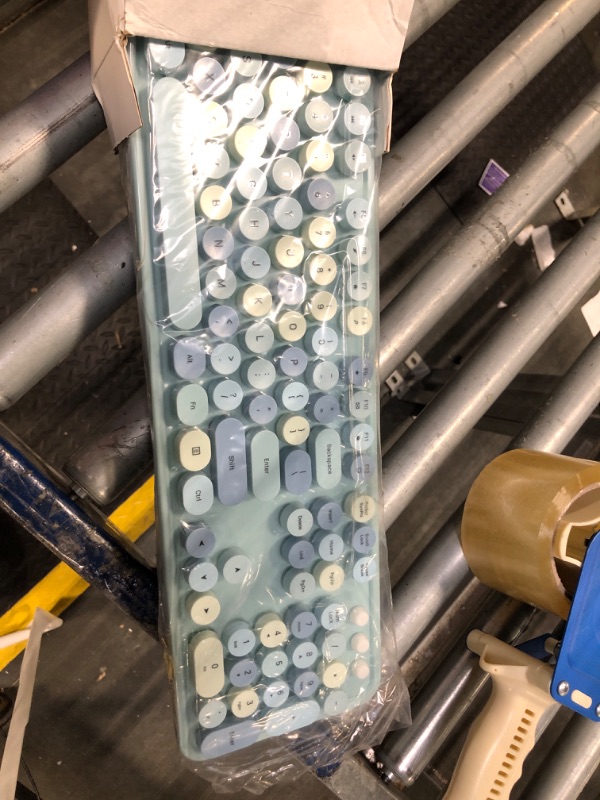 Photo 1 of MOFII Wireless Keyboard and Mouse Combo, Blue Retro Keyboard with Round Keycaps, 2.4GHz Dropout-Free Connection, Cute Wireless Mouse for PC/Laptop/Mac/Windows XP/7/8/10 (Blue-Colorful)