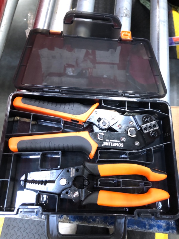 Photo 1 of SOMELINE Crimping Tool Kit, Waterproof Automotive Electrical Connectors Electrical Wire Connectors Plug Kit 1/2/3/4/5 Pin Waterproof Connectors with 22-14 AWG Ratchet Crimping Tool and Removal Tools