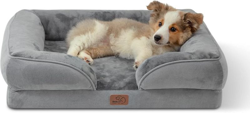 Photo 1 of ***MISSING BED, COVER ONLY*** Bedsure Orthopedic Dog Bed for Medium Dogs - Waterproof Dog Sofa Beds Medium, Supportive Foam Pet Couch Bed with Removable Washable Cover, Waterproof Lining and Nonskid Bottom, Grey, 28"x23"x6.5"