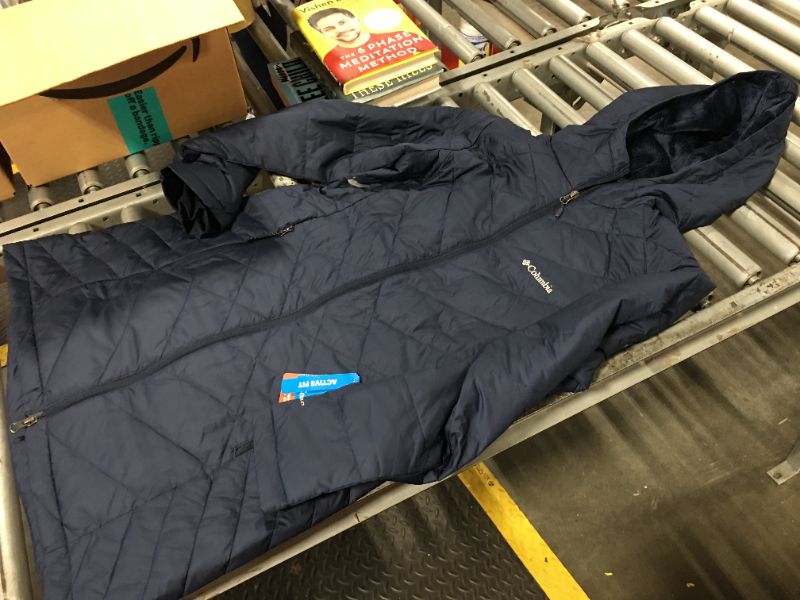 Photo 1 of ***MEDIUM SIZE, small cut hole as picture shows*** Columbia Women's Heavenly Long Hooded Jacket, Collegiate Navy, Medium